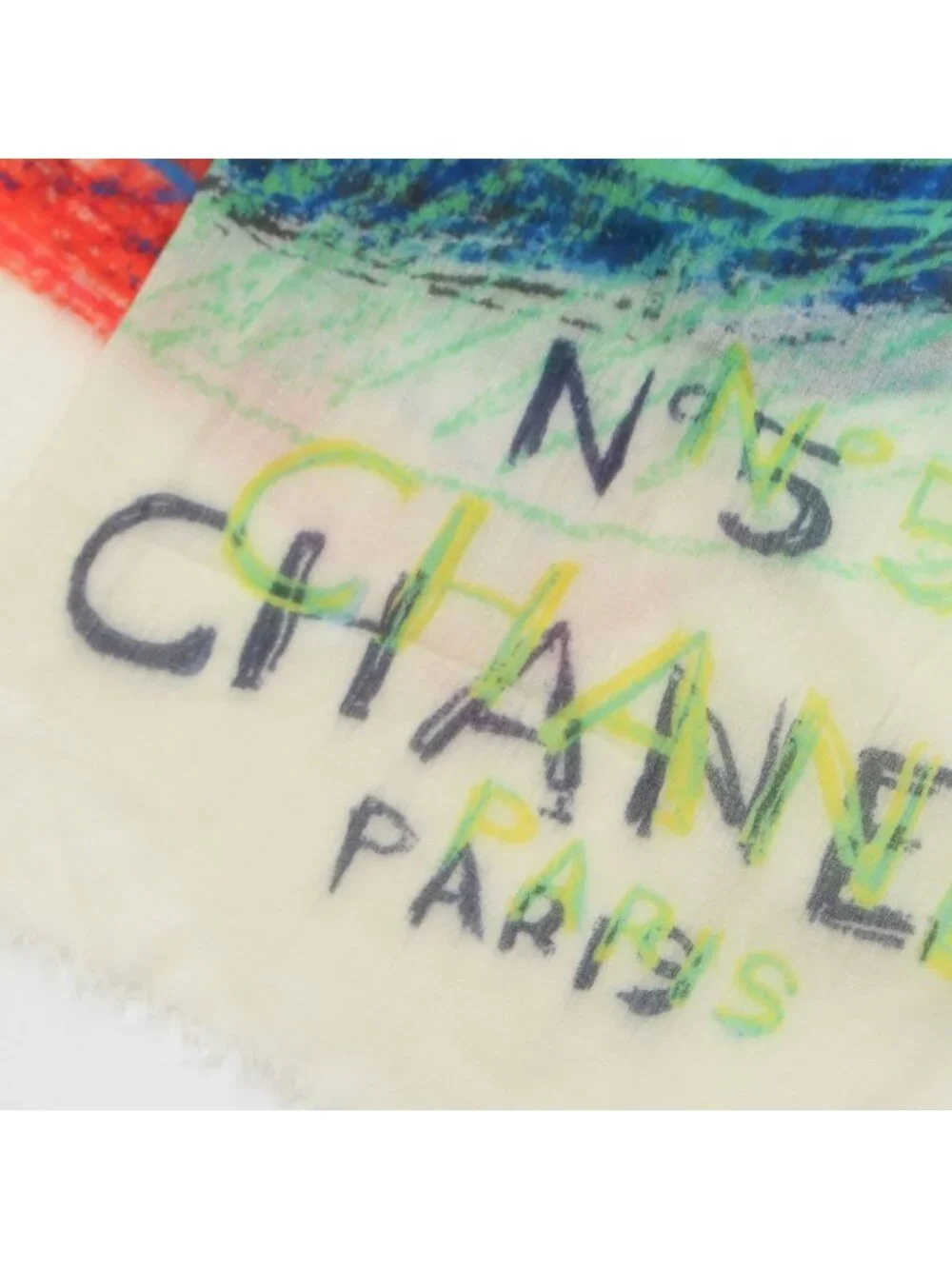 Chanel No 5 CC Logo Shawl White Multicolor Scarf